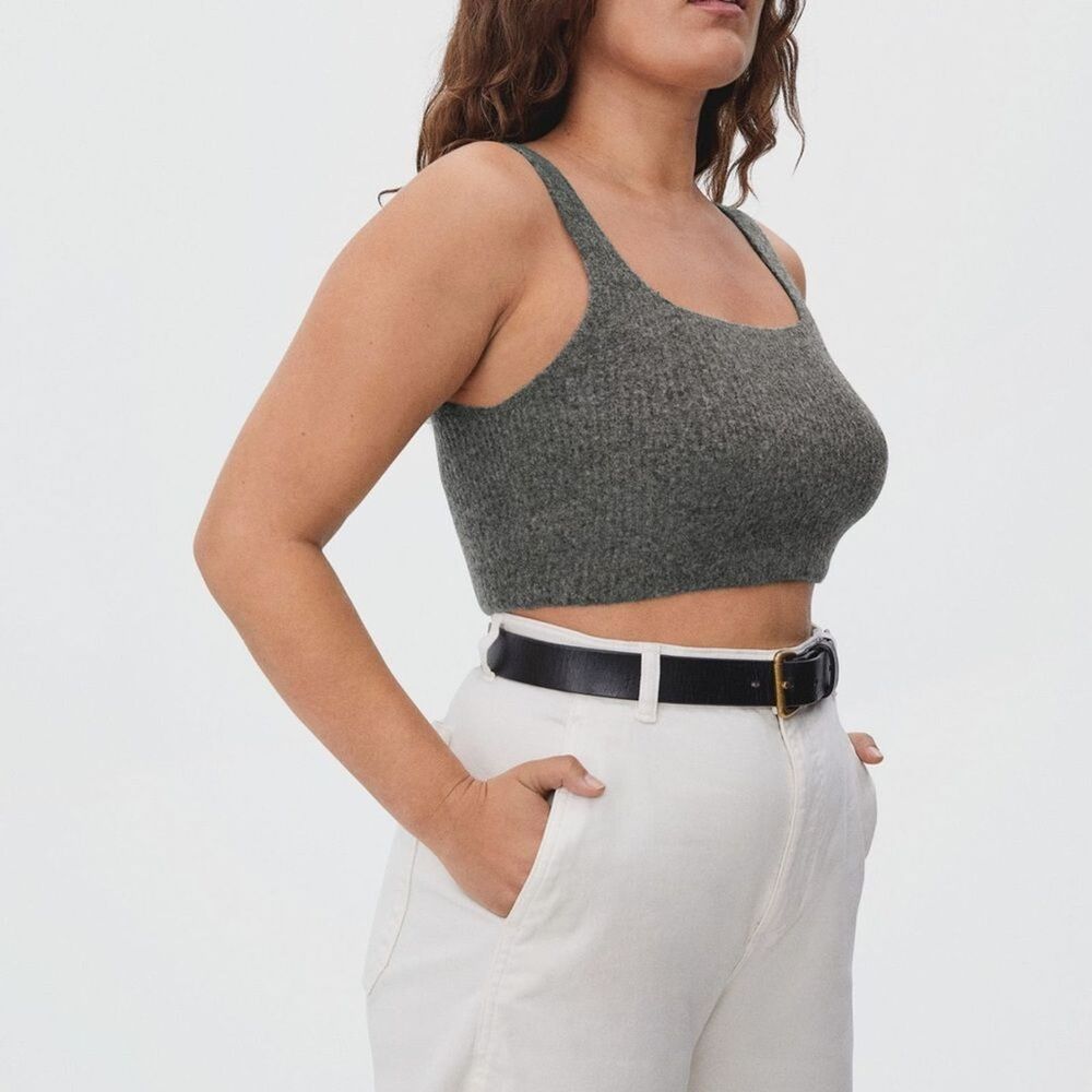 Everlane The Cozy-Stretch Tank In Heathered Charcoal Size Medium Wool Blend NWT